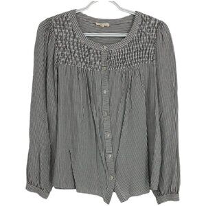 Jane and Delancey button down rayon striped long sleeve round neck top size S